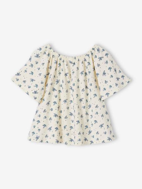 T-Shirt Blouse with Butterfly Sleeves for Girls ecru+multicoloured 