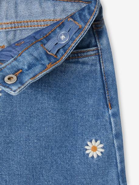 Denim Skirt with Embroidered Flowers, for Girls stone 