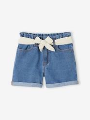 Paperbag-Style Denim Shorts for Girls
