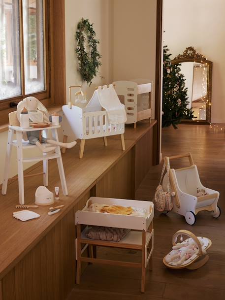 Wooden Bed with Legs for Dolls - FSC®100% Certified Wood/White 