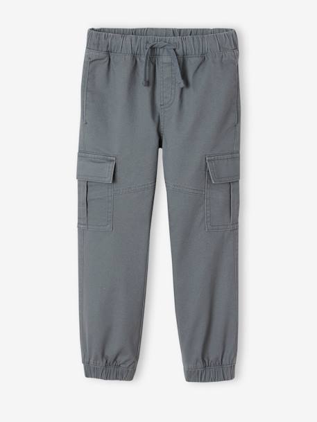 Pull-On Cargo-Type Trousers for Boys crystal blue+Dark Green+taupe 