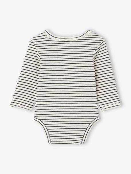Pack of 5 Long Sleeve Bodysuits in Organic Cotton with Cutaway Shoulders for Babies night blue 