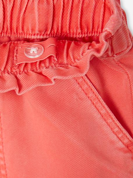 Fluid Paperbag-Style Trousers for Girls coral+lavender 