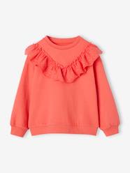 Girls-Sweatshirt with Broderie Anglaise Ruffle for Girls
