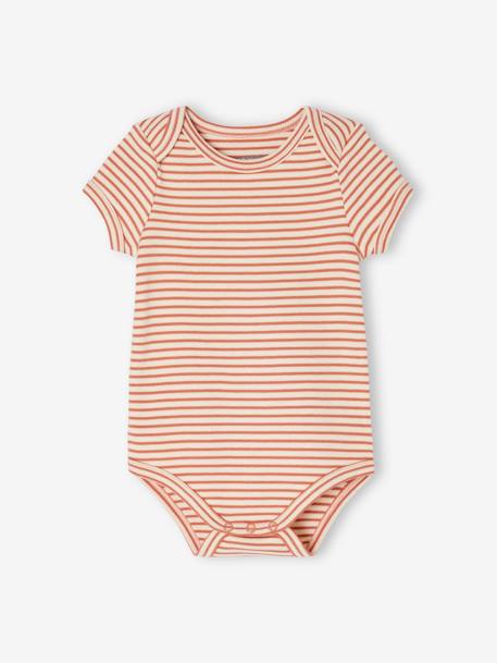 Pack of 5 Organic Cotton Bodysuits with Cutaway Shoulders, for Babies old rose 