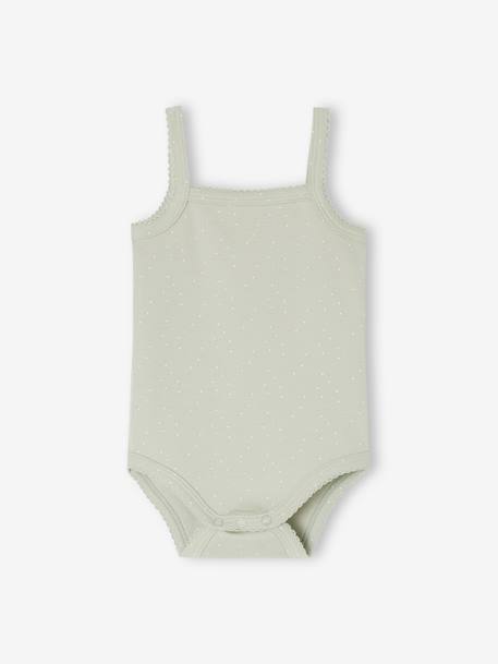 Pack of 3 Cherries Bodysuits in  Organic Cotton with Fine Straps for Babies pale pink 