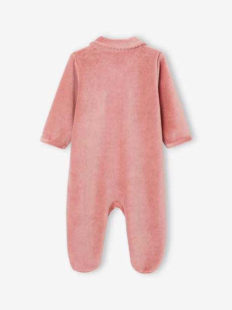 Pack of 2 Sleepsuits In Velour, for Babies old rose 