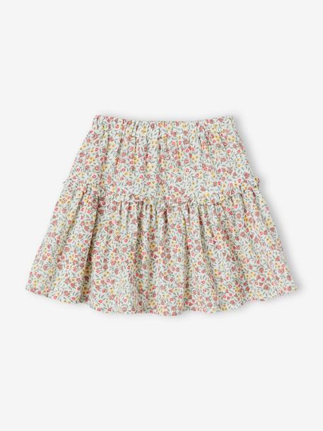 Floral Cotton Gauze Skirt, for Girls ecru 