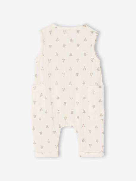 Cotton Gauze Jumpsuit for Newborns 6306+cappuccino+ecru 