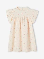 Cotton Gauze Dress with Floral Print, for Girls