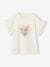 T-Shirt with Bouquet in Relief & Embroidered Sleeves for Girls vanilla 