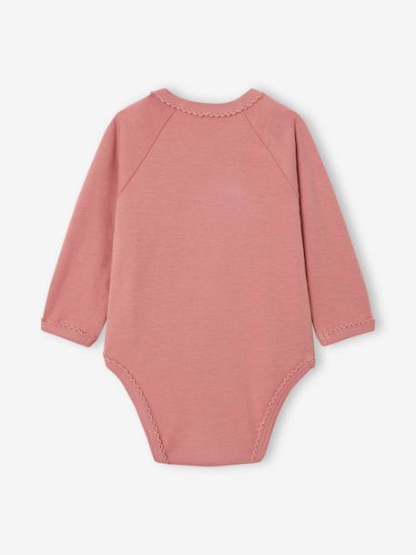 Pack of 3 Assorted 'Joli Coeur' Bodysuits in Organic Cotton for Newborns old rose 