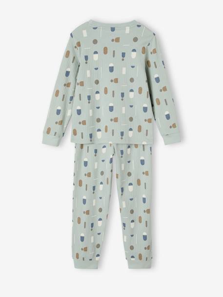 Rib Knit Pyjamas with Graphic Motif for Boys sage green 