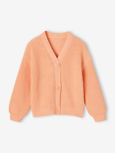 Rib Knit Cardigan for Girls apricot+mauve+pistachio 