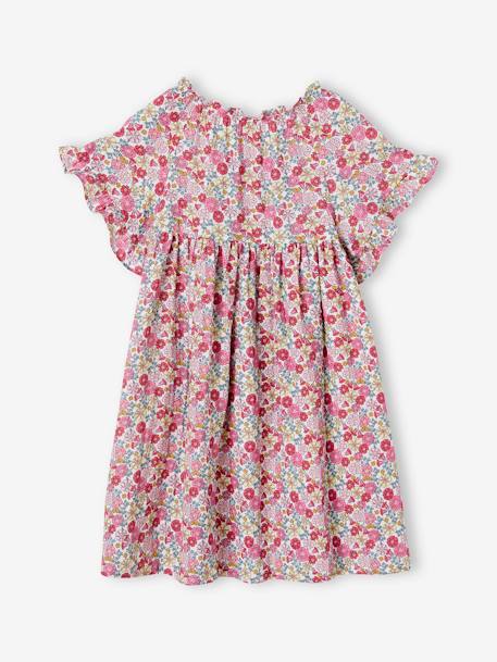 Floral Dress with Ruffled Butterfly Sleeves, for Girls rose 