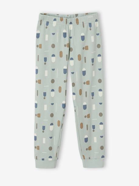Rib Knit Pyjamas with Graphic Motif for Boys sage green 