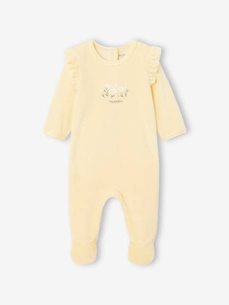 Pack of 2 Velour Sleepsuits for Babies pale yellow 
