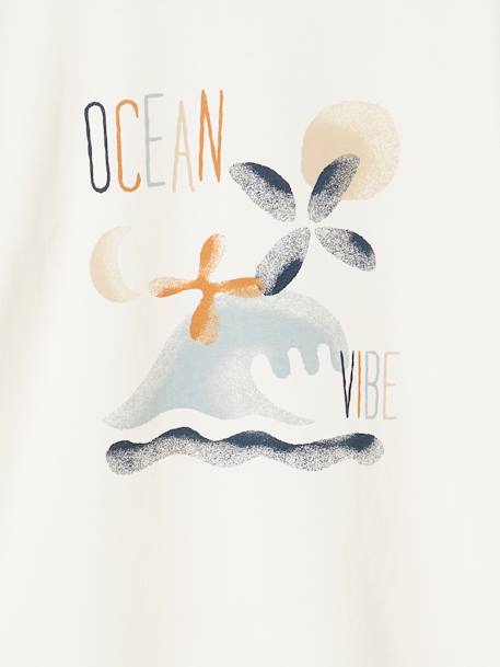 Thick T-Shirt with Wave Motif for Boys ecru 