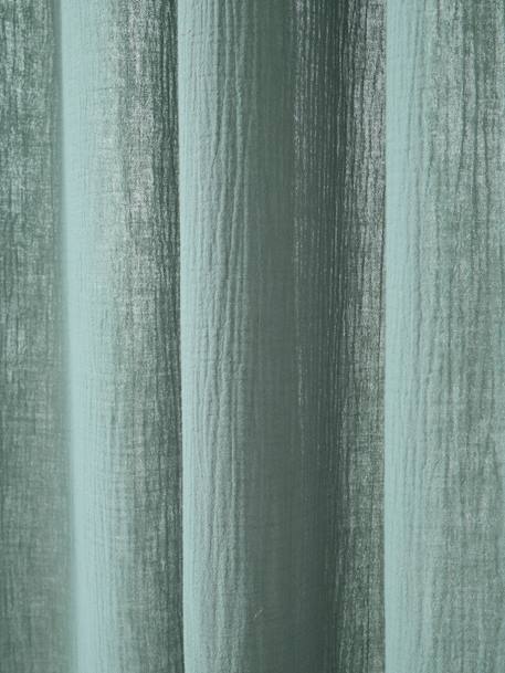 Sheer Cotton Gauze Curtain grey blue+rosy+sage green 
