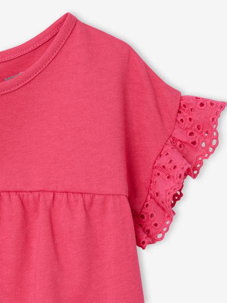 T-Shirt in Organic Cotton for Babies ecru+fuchsia 
