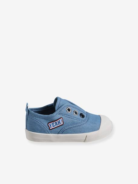 Elasticated Canvas Trainers for Babies denim blue+red 