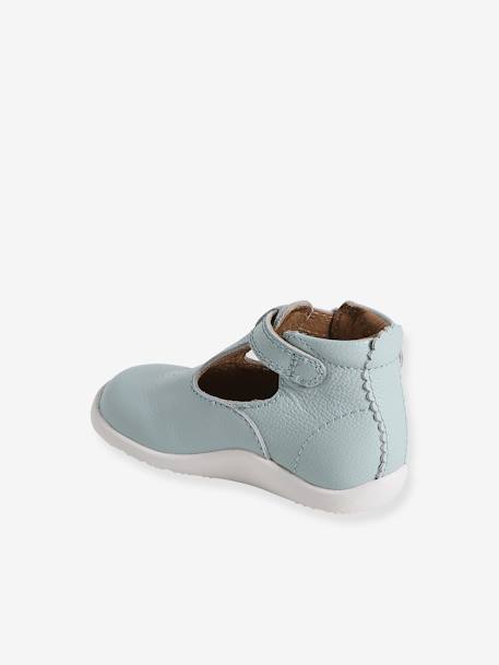 T-Strap Soft Leather Ankle Boots for Babies, Designed for First Steps sky blue 