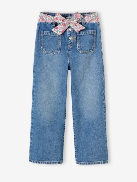 Wide Leg Jeans with Floral Belt, for Girls stone 
