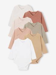 Pack of 7 Long Sleeve, Organic Cotton Bodysuits with Front Opening, Basics