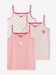 Girls-Underwear-T-Shirts-Pack of 3 Organic Cotton Cami Tops, Hearts & Unicorns, for Girls