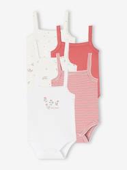 Baby-Bodysuits & Sleepsuits-Pack of 5 Organic Cotton Strappy Bodysuits for Newborn Babies