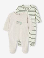 -Pack of 2 Sleepsuits in Interlock Fabric for Babies