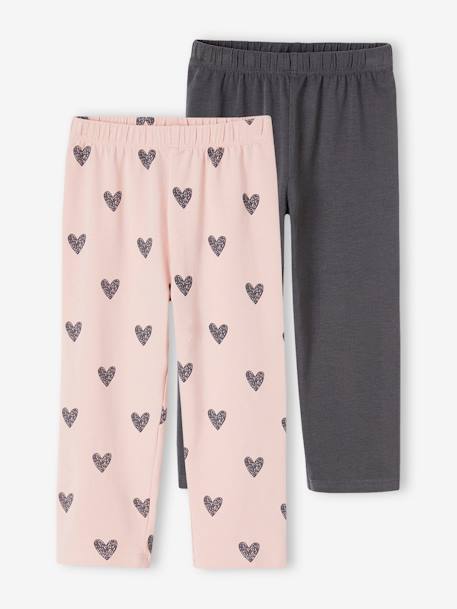 Set of 2 Cropped Leggings for Girls anthracite+pastel yellow 
