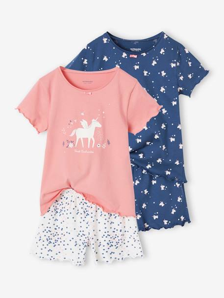 Pack of 2 Unicorns Pyjamas for Girls night blue 