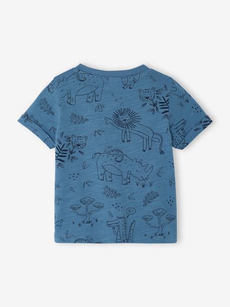 Jungle T-Shirt for Babies in Slub Jersey Knit blue+ecru 
