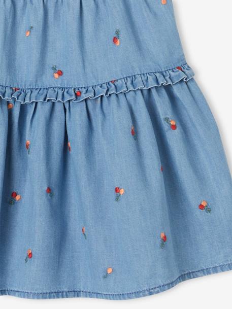Light Denim Skirt with Embroidered Cherries, for Girls stone 