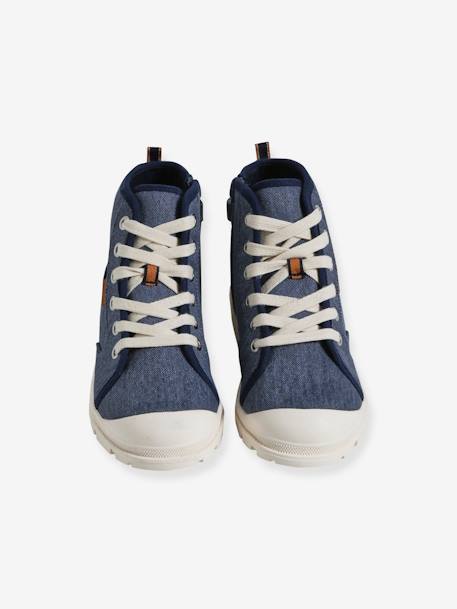 High Top Fabric Trainers with Lug Soles, for Children denim blue 