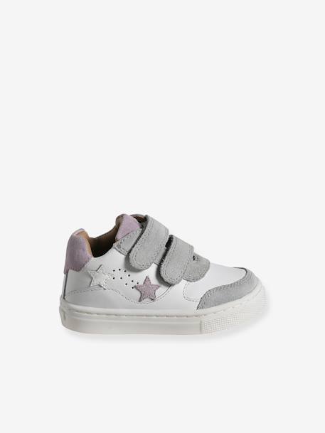 White Leather Trainers with Hook-&-Loop Fasteners for Babies white 