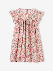 Ruffled, Short Sleeve Dress with Prints, for Girls