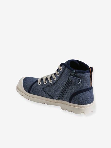 High Top Fabric Trainers with Lug Soles, for Children denim blue 