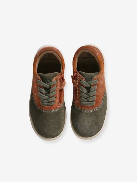 Leather Trainers with Laces for Children, Designed for Autonomy set brown 