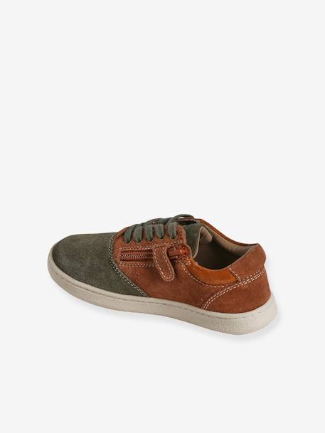 Leather Trainers with Laces for Children, Designed for Autonomy set brown 