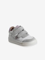 Shoes-White Leather Trainers with Hook-&-Loop Fasteners for Babies