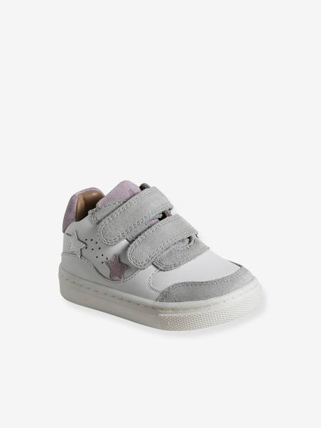 White Leather Trainers with Hook-&-Loop Fasteners for Babies white 