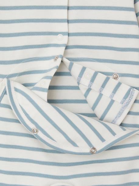 Striped Sleepsuit in Interlock Fabric for Babies sky blue 