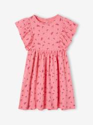 Girls-Dresses-Floral Dress in Jersey Knit with Relief, for Girls