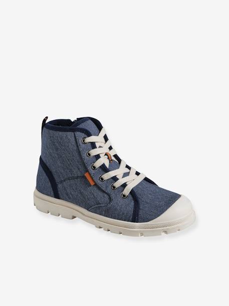 High Top Fabric Trainers with Lug Soles, for Children denim blue 