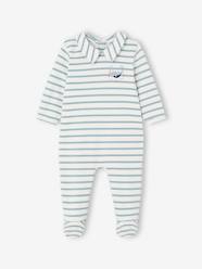 -Striped Sleepsuit in Interlock Fabric for Babies