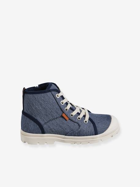 High Top Fabric Trainers with Lug Soles, for Children denim blue 
