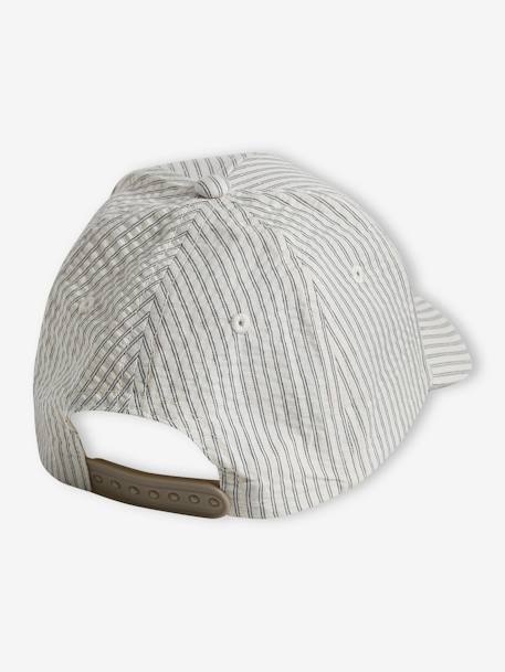 Plain Cap with Embroidery on the Front for Boys navy blue+striped beige 