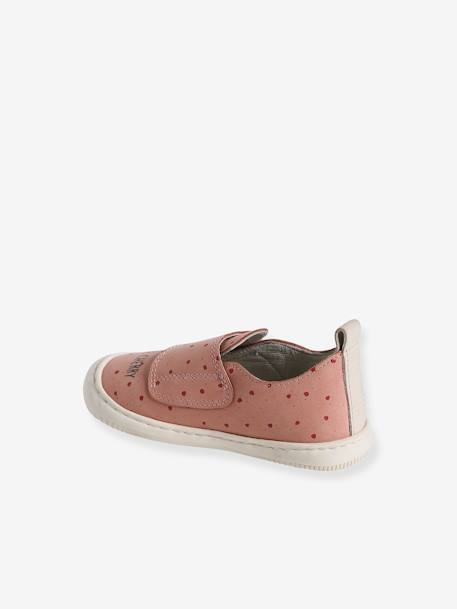 Indoor Shoes in Smooth Leather with Hook-&-Loop Strap, for Babies printed pink+rose 